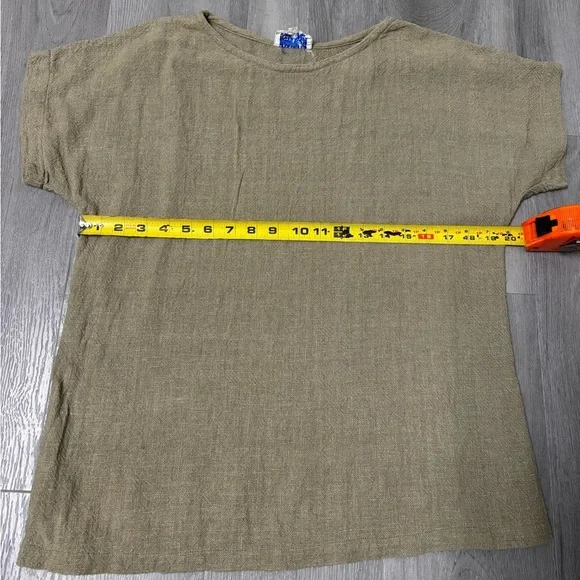 Vintage Olive Green Minimalist Blouse Coastal Boho Relaxed Fit Size Women’s M - Picture 7 of 8